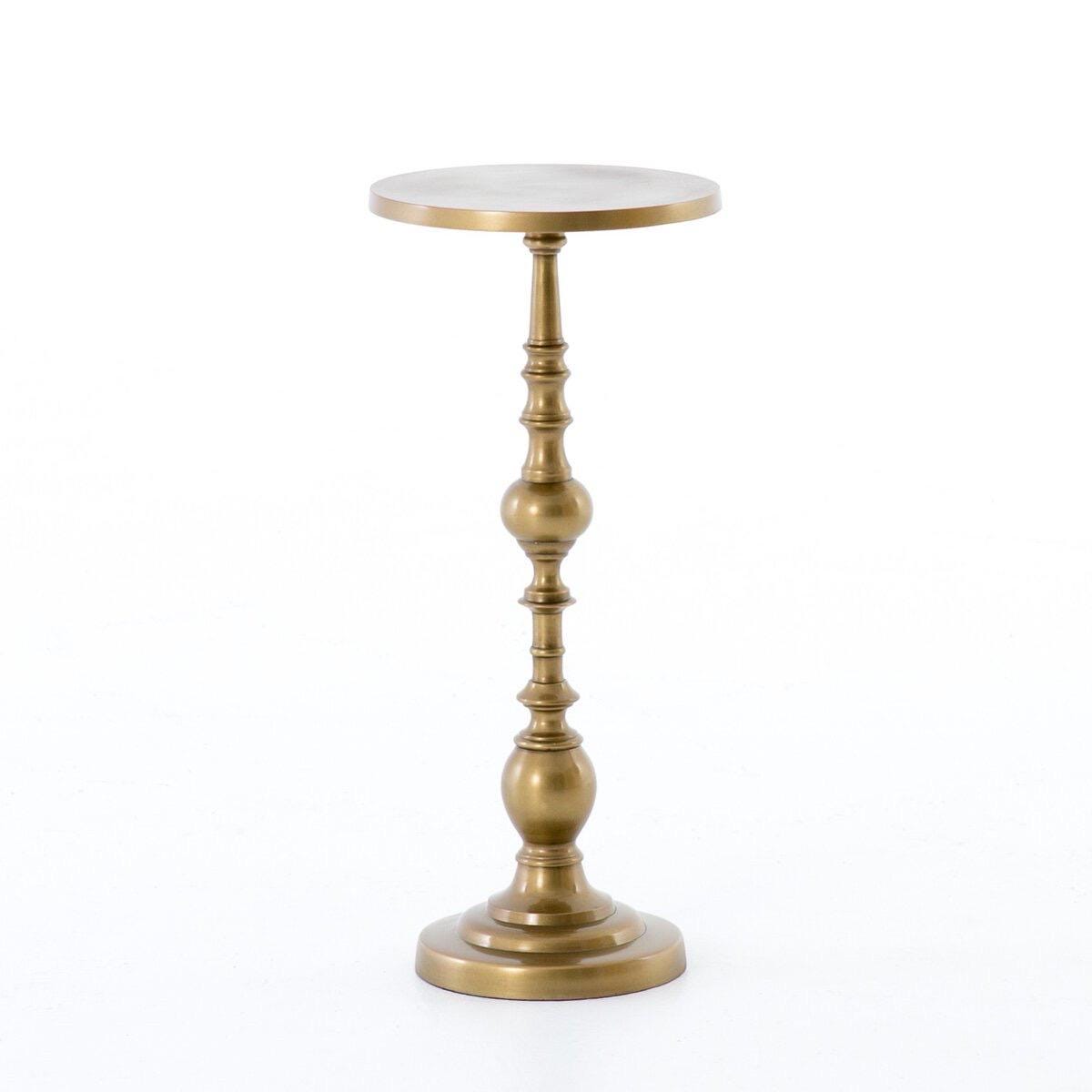 Handmade Antique Brass Drink Table | Minimalist Metal Side Table