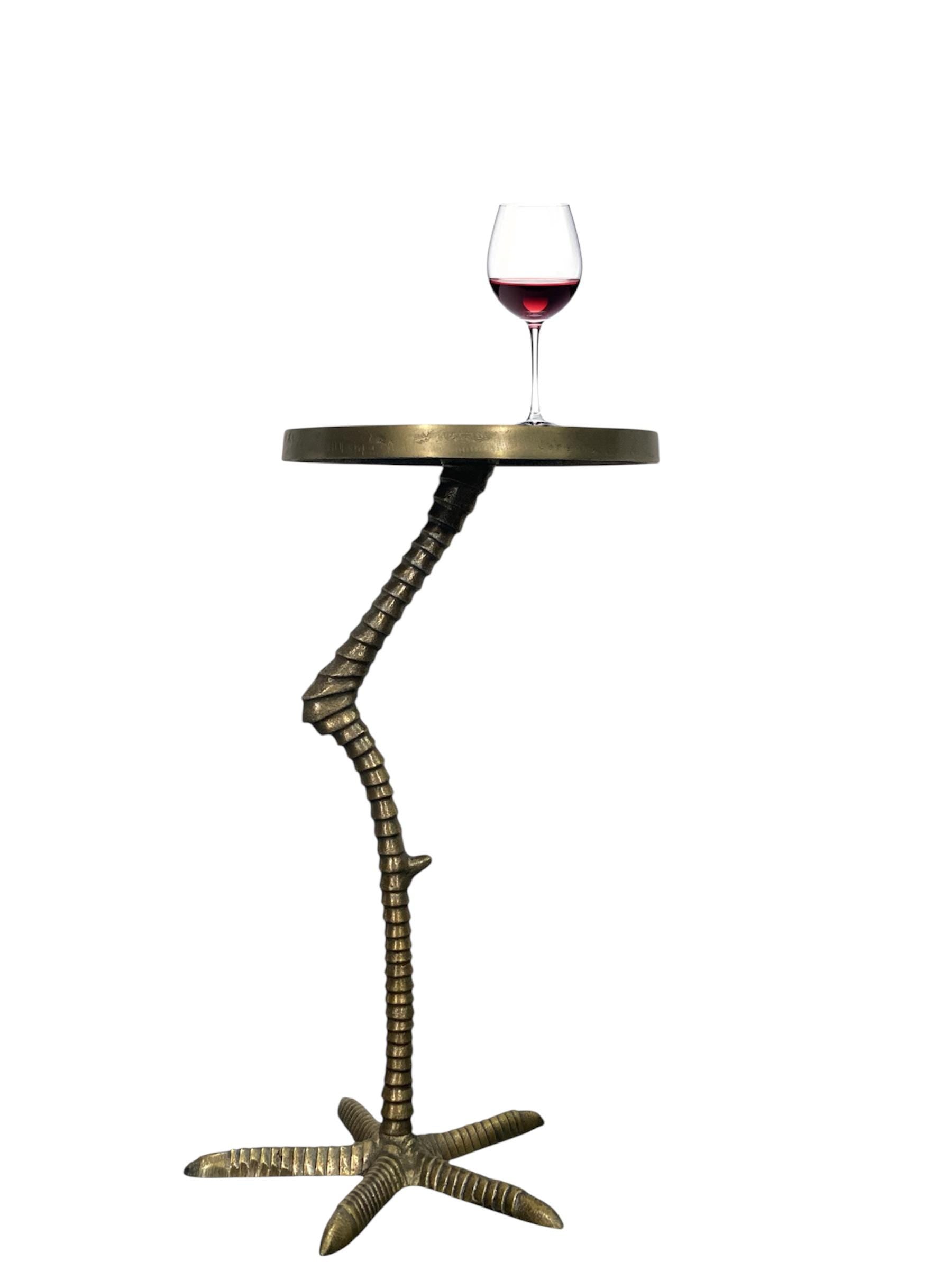 Handmade Aluminium Flamingo Side Table, Antique Brass Finish, Tropical Decor