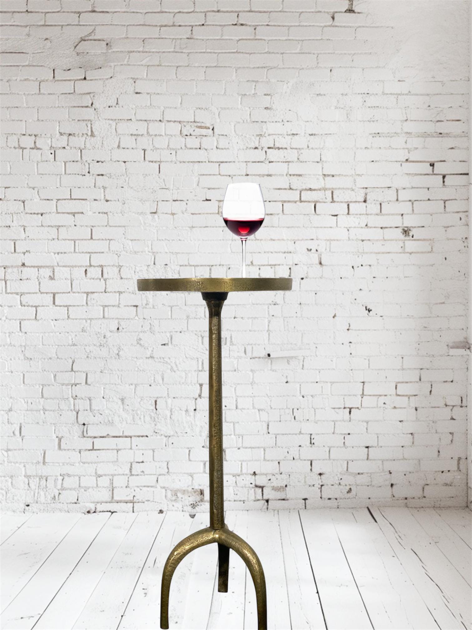 Handmade Cast Aluminum Side Table, Antique Brass Finish