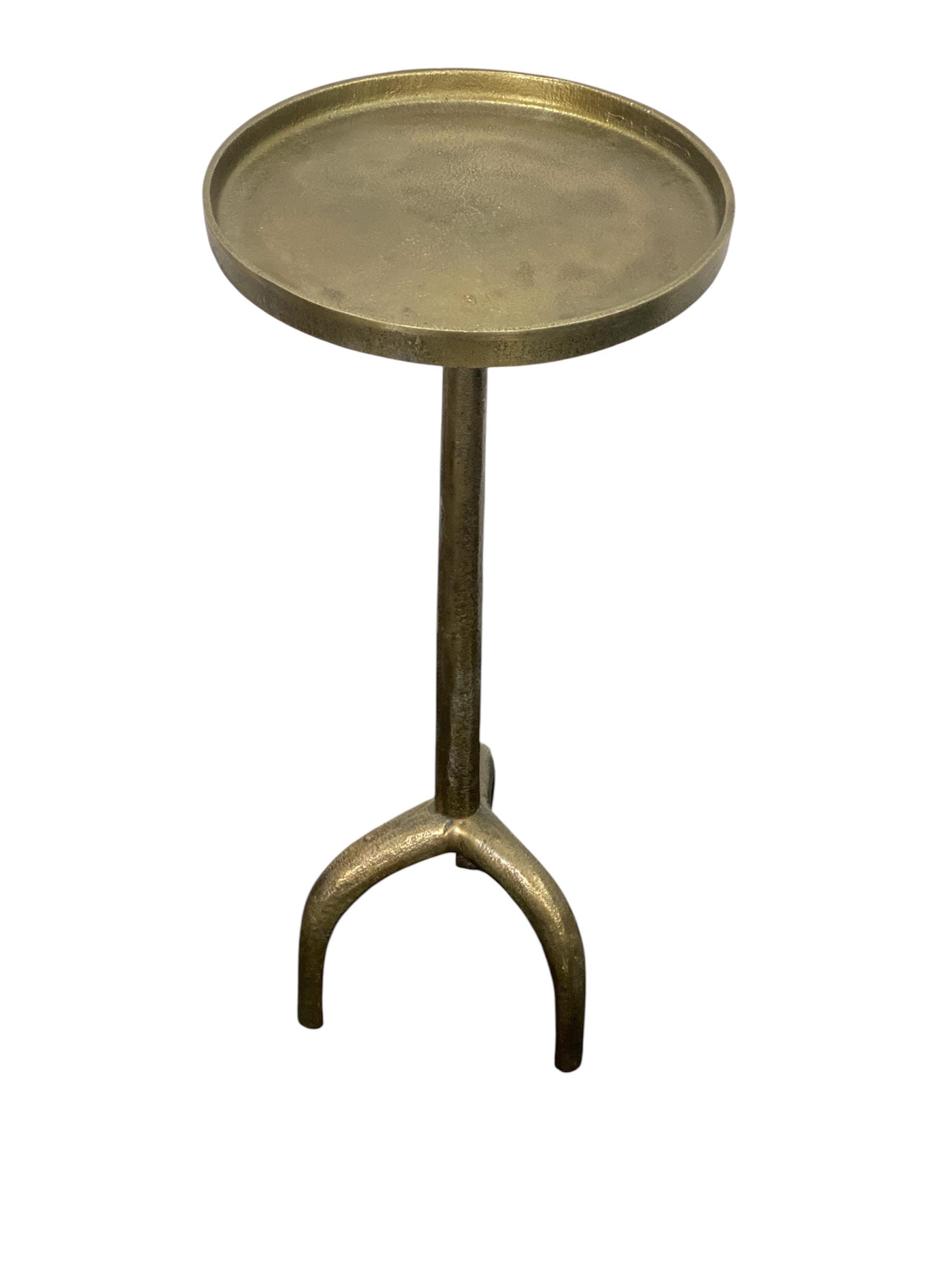Handmade Cast Aluminum Side Table, Antique Brass Finish