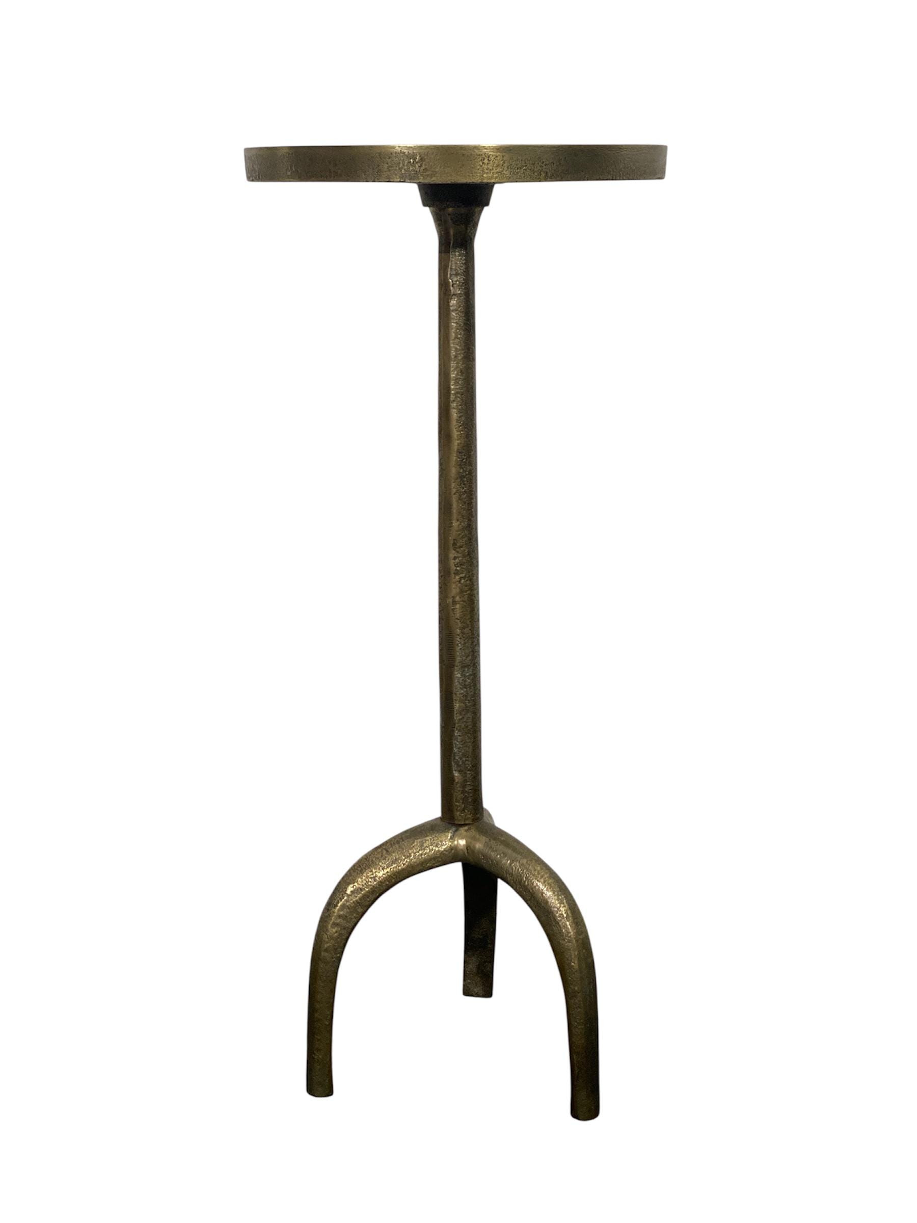 Handmade Cast Aluminum Side Table, Antique Brass Finish