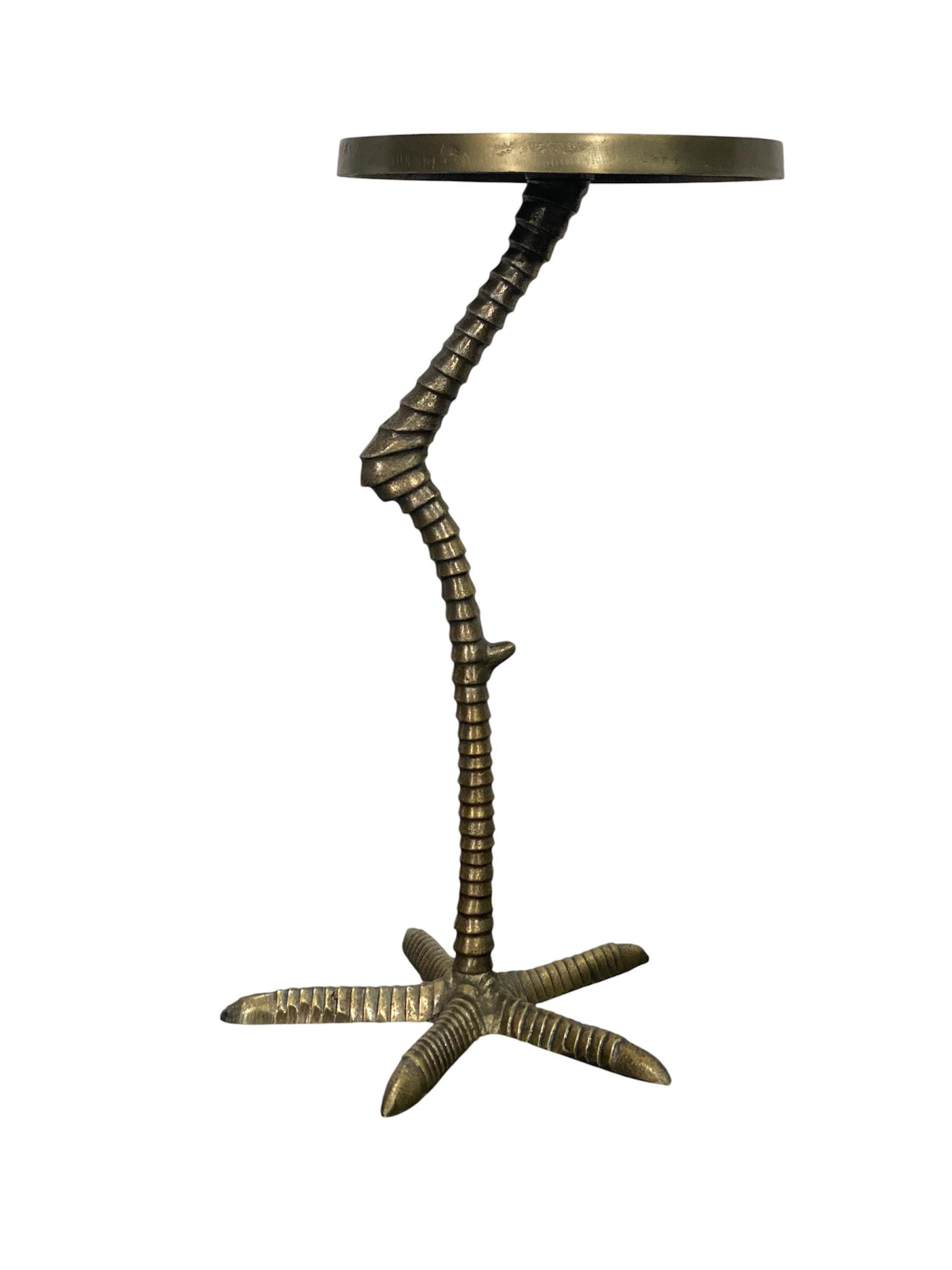Handmade Aluminium Flamingo Side Table, Antique Brass Finish, Tropical Decor