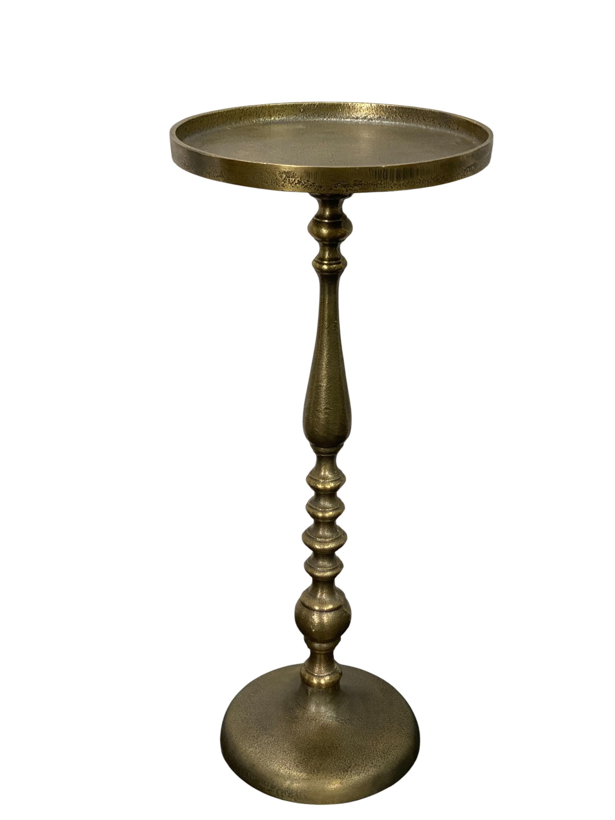 Elegant Vintage Accent Table with Flower Stem Design in Antique Brass Side table