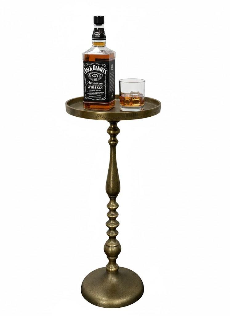 Elegant Vintage Accent Table with Flower Stem Design in Antique Brass Side table