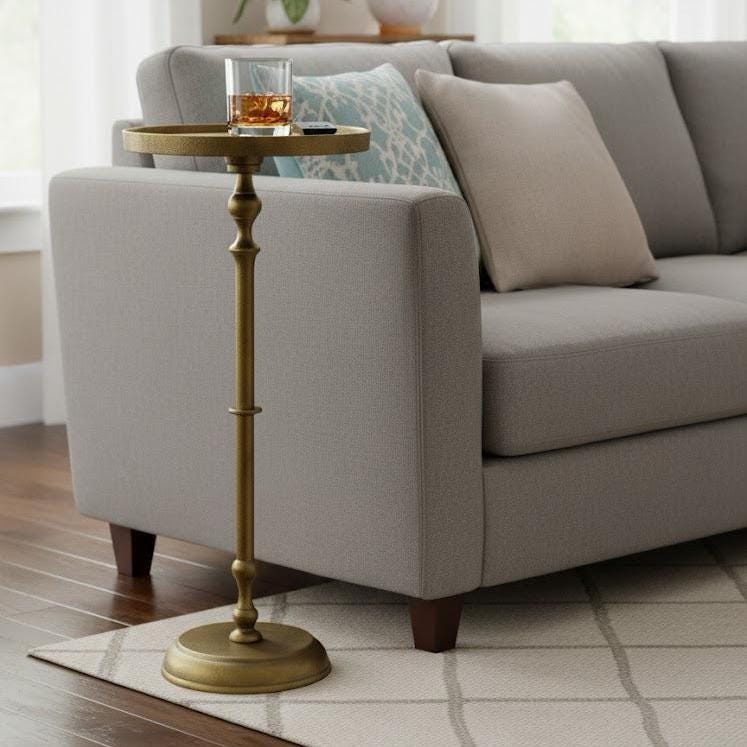 Handmade Cast Aluminum Side Table | European Luxe Accent Decor