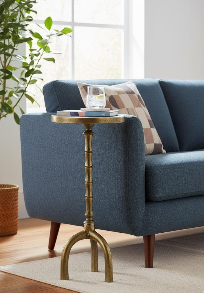 Handmade Antique Brass Bamboo Side Table | Modern Accent Furniture