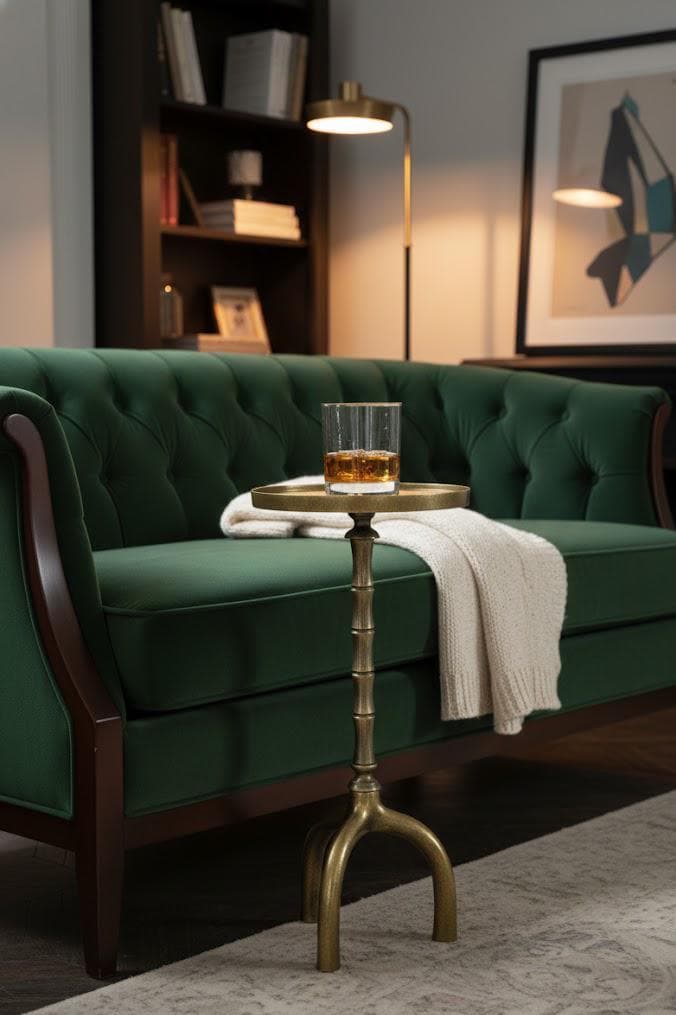 Handmade Antique Brass Bamboo Side Table | Modern Accent Furniture