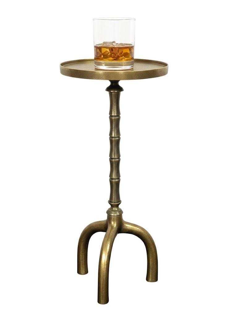 Handmade Antique Brass Bamboo Side Table | Modern Accent Furniture