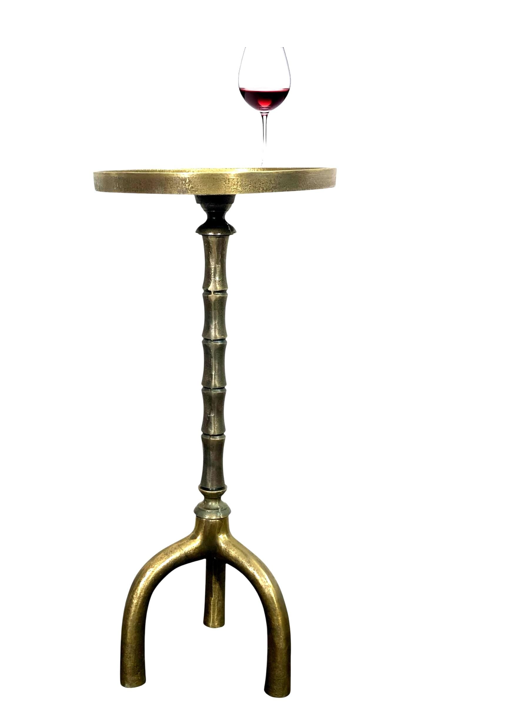 Handmade Antique Brass Bamboo Side Table | Modern Accent Furniture