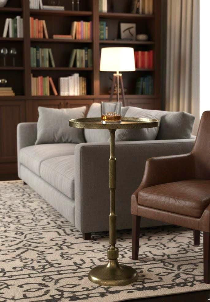 Handmade Antique Brass Side Table | French-Style Drink Table