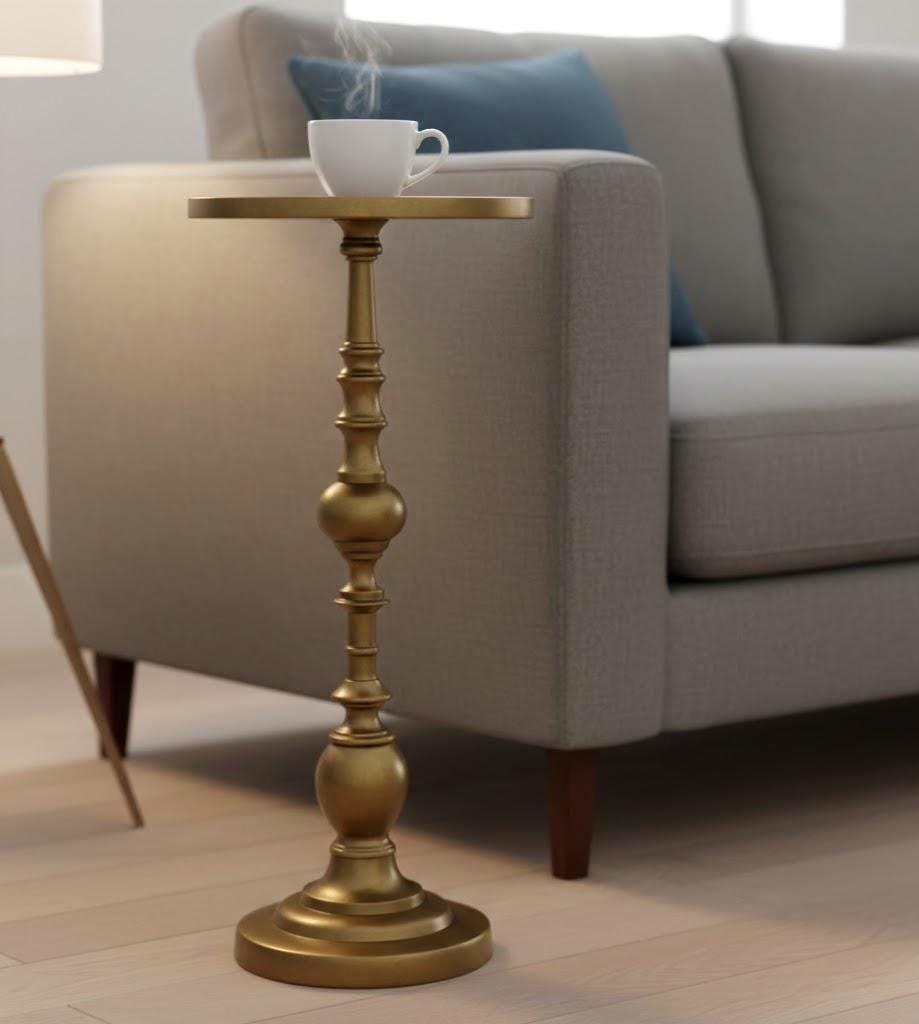 Handmade Antique Brass Drink Table | Minimalist Metal Side Table