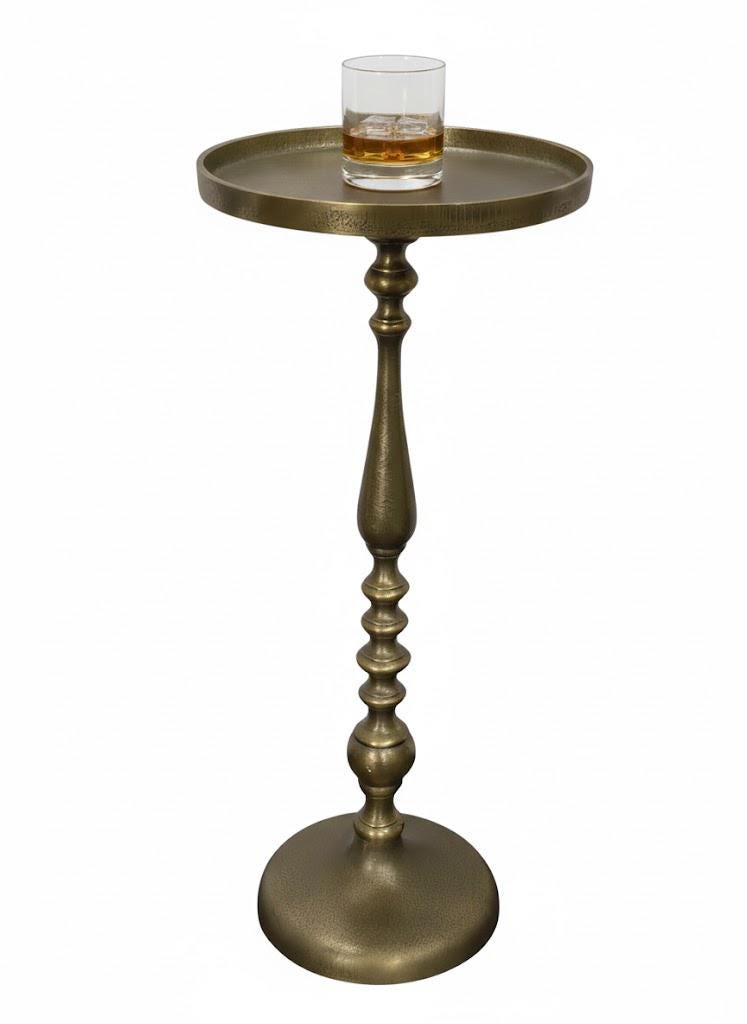 Elegant Vintage Accent Table with Flower Stem Design in Antique Brass Side table