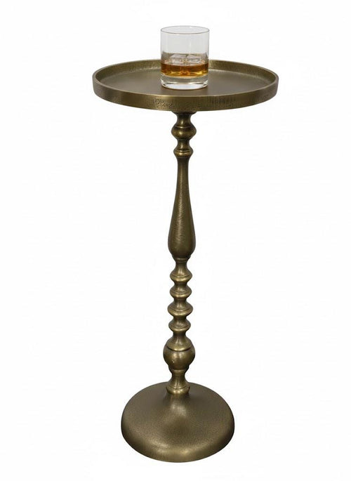 Elegant Vintage Accent Table with Flower Stem Design in Antique Brass Side table