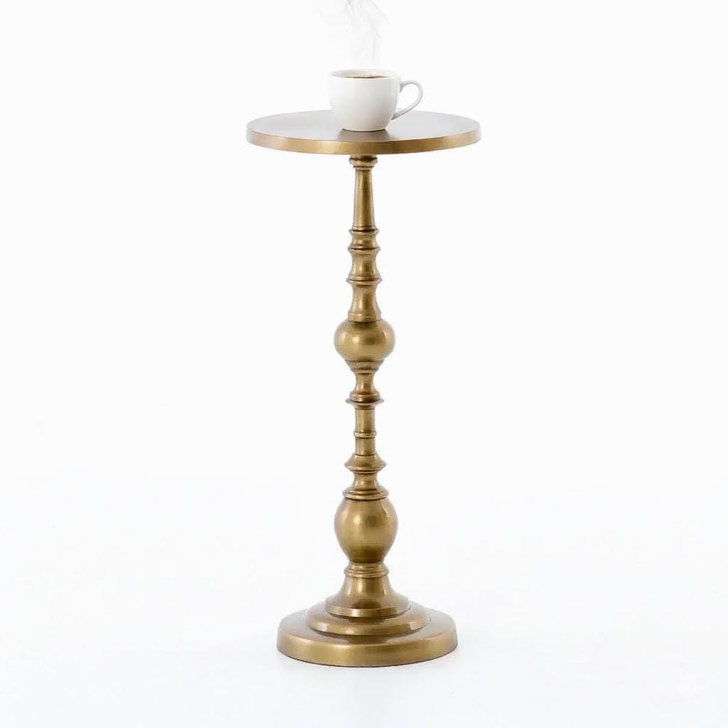 Handmade Antique Brass Drink Table | Minimalist Metal Side Table